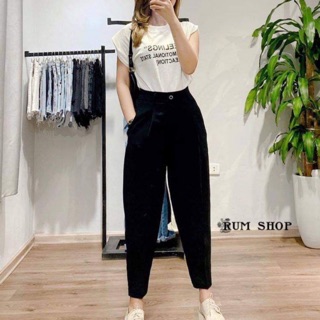 Quần baggy cạp cao - ẢNH THẬT