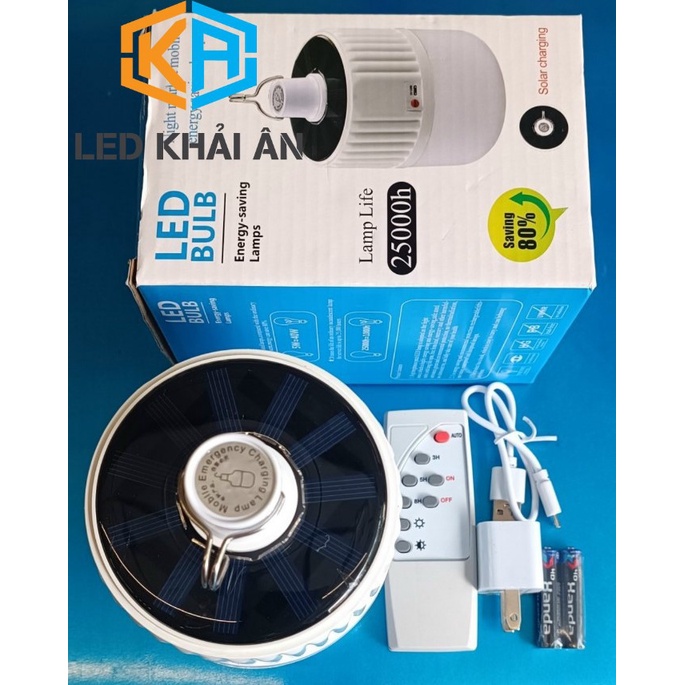 Đèn led buld Năng Lượng Mặt Trời 80w- Có Remote Điều Khiển. Sạc bằng điện hoặc năng lượng mặt trời