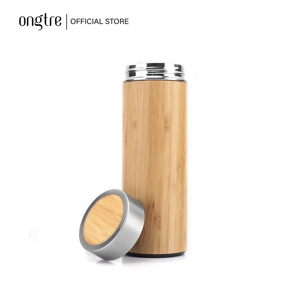 [Mã LIFEMALL2505 giảm 10% đơn 250K] Bình giữ nhiệt ONGTRE vỏ tre du lịch, tiện lợi 350/500ml