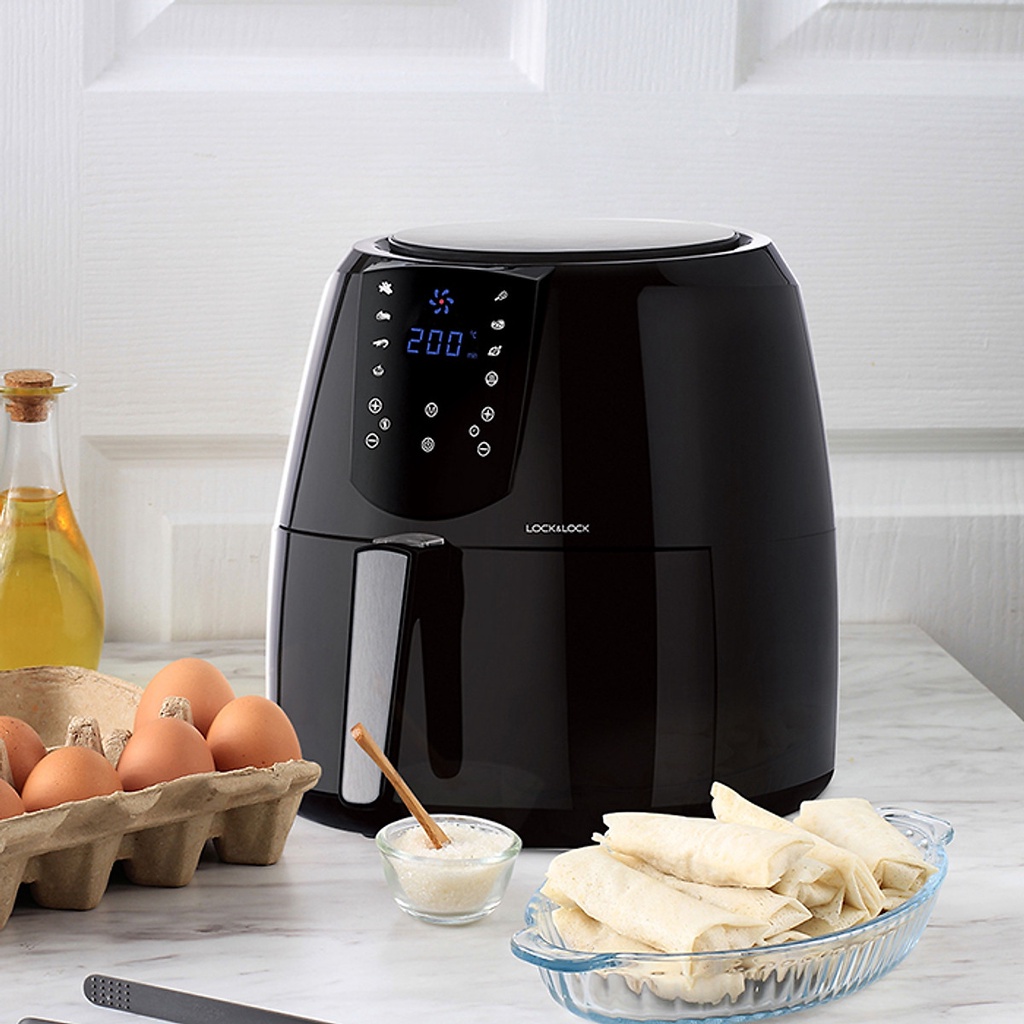 [Mã ELHAMS5 giảm 6% đơn 300K] Nồi Chiên Không Dầu Điện Tử Lock&amp;Lock Jumbo Plus Air Fryer 5.2Lit/1800W - Hàng Chính Hãng