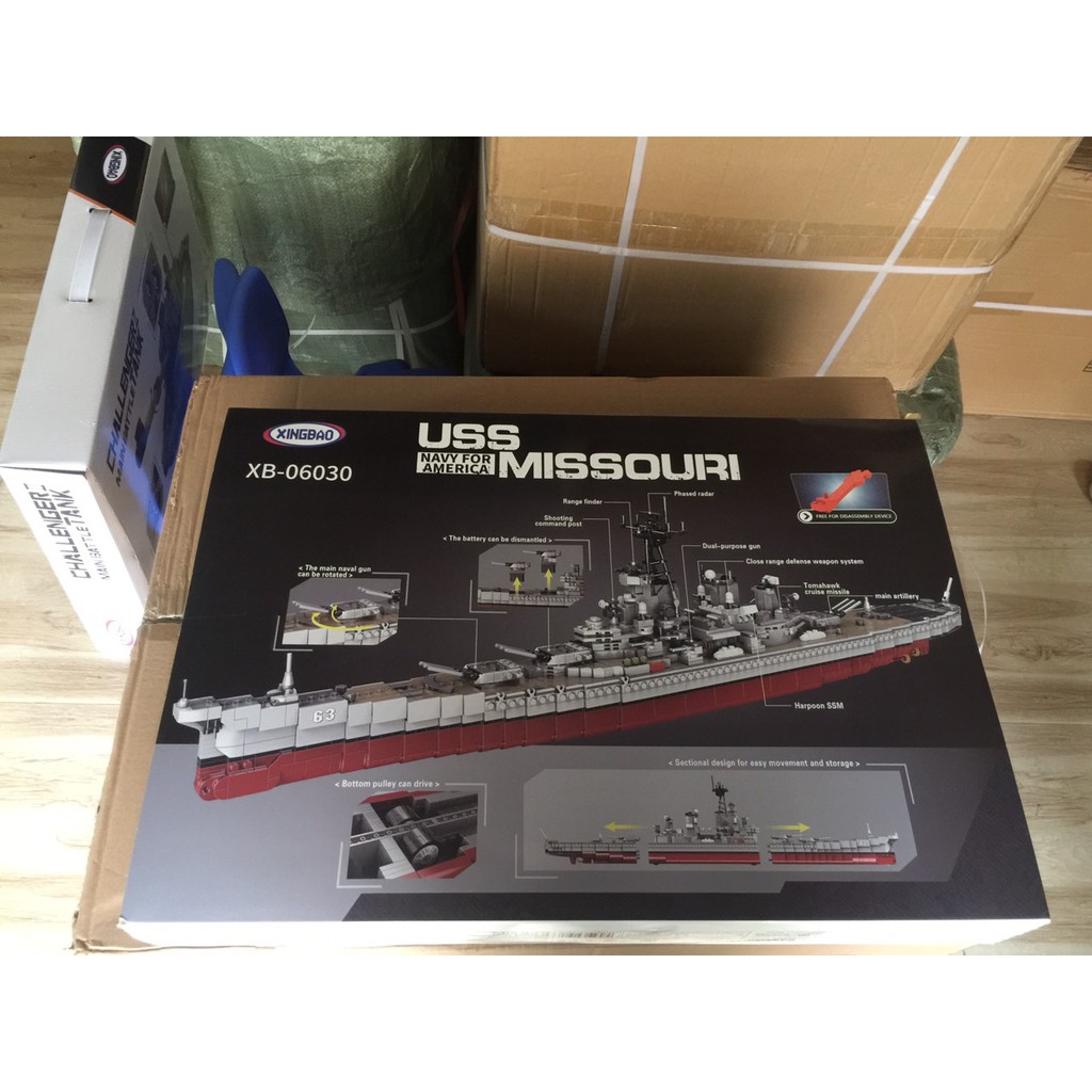 [Mã LIFEXANH03 giảm 10% đơn 500K] Lắp ghép Mô hình Army Tàu chiến - Thiết giáp hạm USS Missouri XingBao XB06030