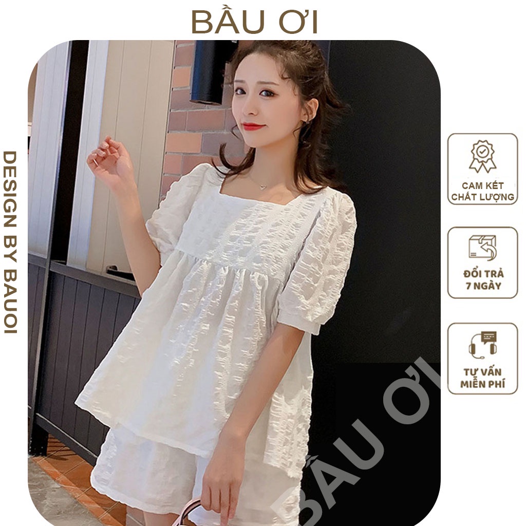 [FREE SHIP B02] BỘ CỘC BẦU CHẤT VOAN MÁT - BỘ ĐỒ BẦU MÙA HÈ CHO MẸ ĐI CHƠI ĐI DU LỊCH CÓ CHUN CHỈNH QUẦN FREE SZ 45-65K