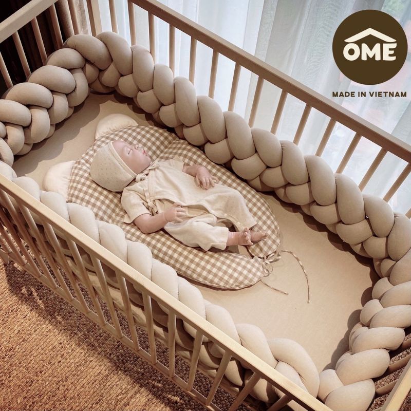 Quây xoắn vải đũi OME chặn cũi, giường chống va đập, giúp bé ngủ ngon hơn | Quây vải cho bé sơ sinh