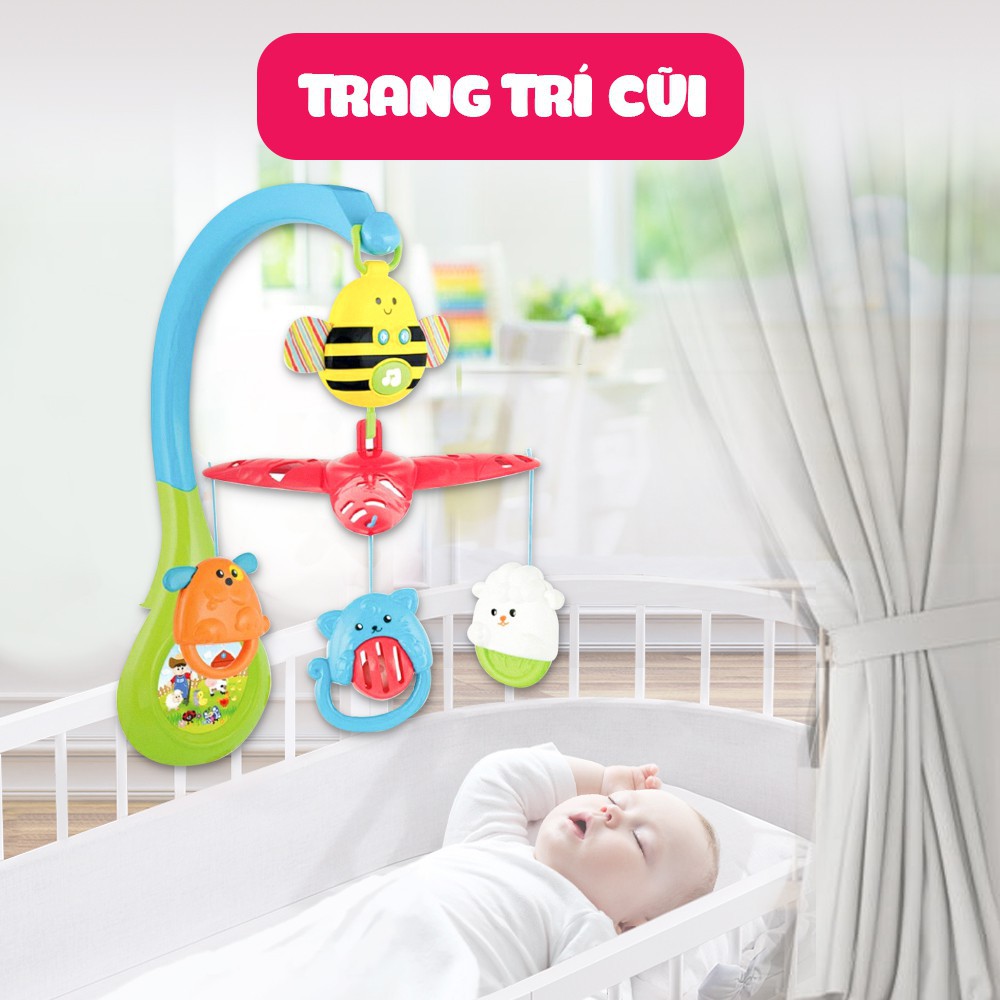 Treo nôi cũi phát nhạc / tiếng ồn trắng ru ngủ đa năng hình con ong Winfun 0856 - Đồ chơi treo có thể tháo rời