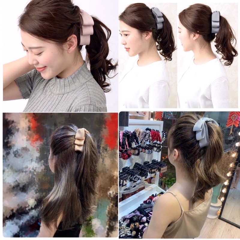 Kẹp Tóc Dọc Nơ Lụa Mờ Hàn Quốc Chất Đẹp Làm Phồng Tóc Siêu Xinh Thời Trang Nữ