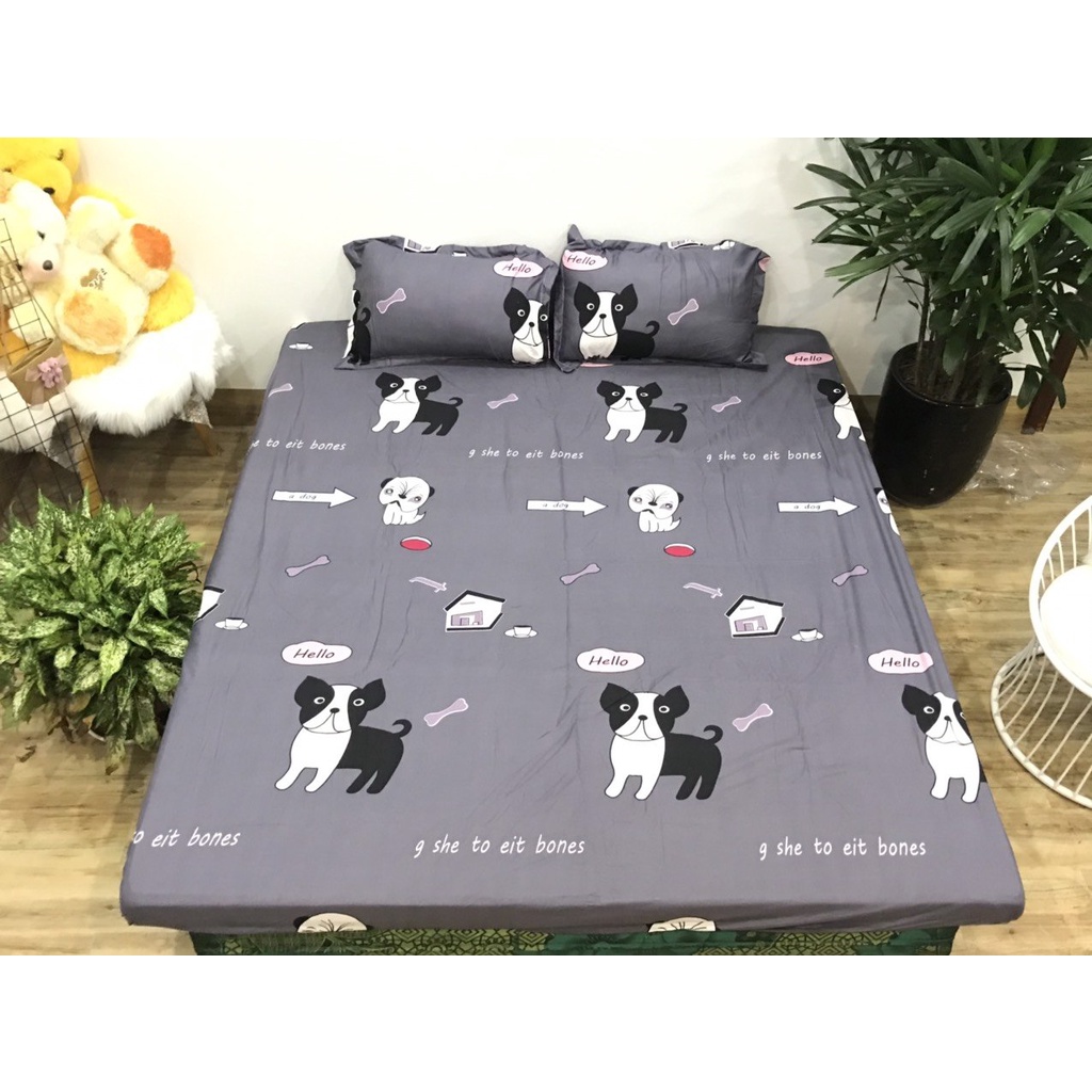 Ga trải giường Mẫu Chó ghi,đủ kích thước 1m,1m2,1m4,1m5,1m6,1m8 | BigBuy360 - bigbuy360.vn