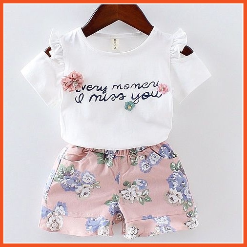 0-5 Tuổi Bé Gái Bộ Quần Áo Trẻ Em Mới Của Nữ Ngắn Tay Quần Áo Trẻ Em Mùa Hè bộ Đồ Quần Áo Dành Cho Bé Tuổi 2 SSt