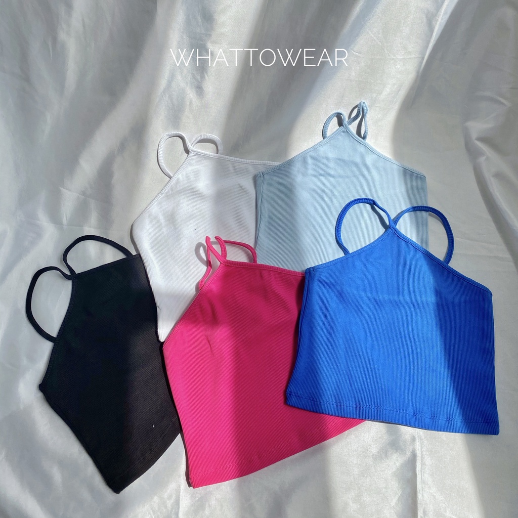 Áo croptop yếm dây mảnh thun gân 5 màu