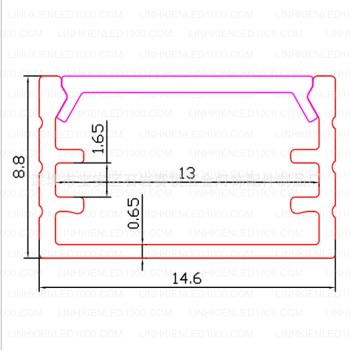 Thanh Nhôm Đèn Led 1m - Thanh Nhôm U 1m 15x09mm đầy đủ phụ kiện nắp PC + 02 đầu chụp