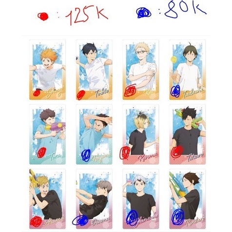 thẻ bài haikyuu mùa hè chàng khổng lồ tí hon hinata kageyama tsukishima oikawa kenma atsuma
