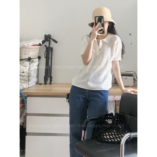 Áo polo len đục lỗ lưới có sẵn