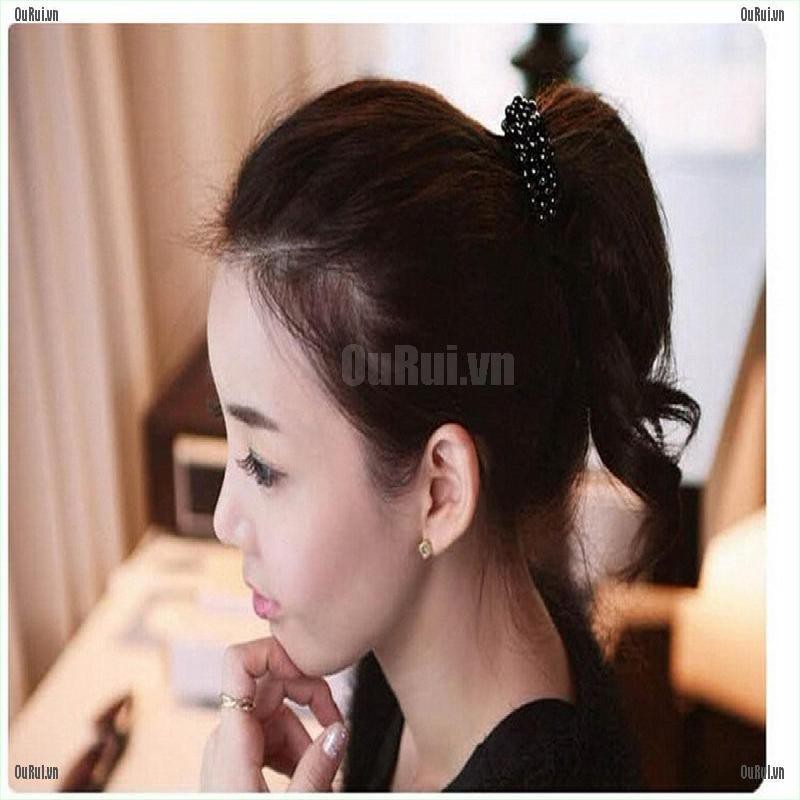 Bộ 2 Dây Buộc Tóc Cao Su Co Giãn Đính Ngọc Trai Xinh Xắn Cho Nữ