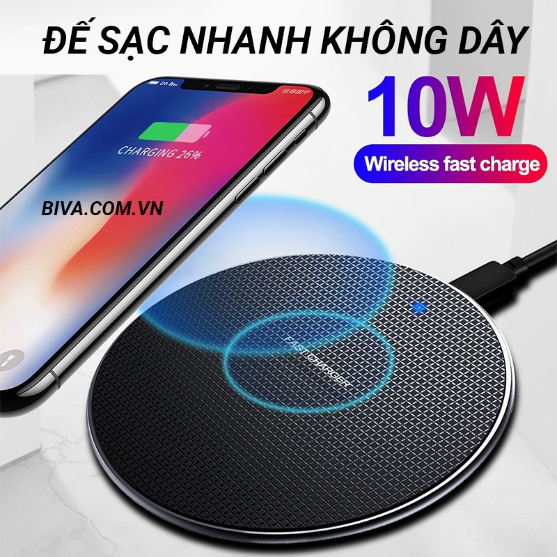 Đế sạc nhanh không dây 10W siêu mỏng phù hợp cho dòng iPhone Samsung