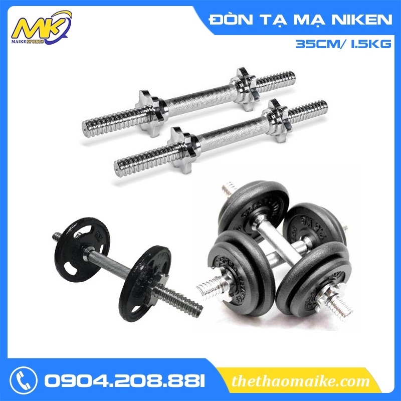Đòn tạ tay mạ Niken Hàng Nhập khẩu dài tiêu chuẩn 35cm
