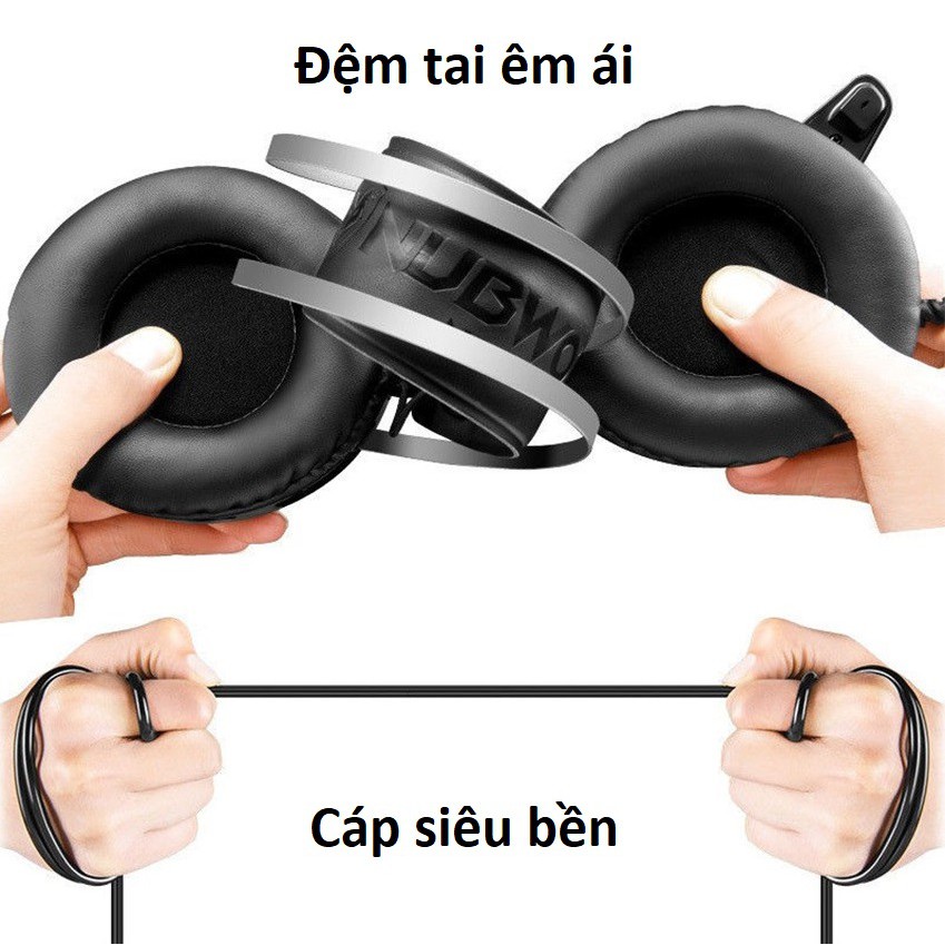 Tai nghe chụp tai gaming Nubwo N1U có dây, mic, giắc cắm USB 7.1 - Dành cho máy tính, game thủ. Mẫu mới năm 2022