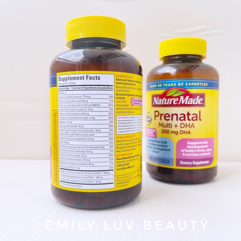 Vitamin bầu nature Made Prenatal Multi +DHA