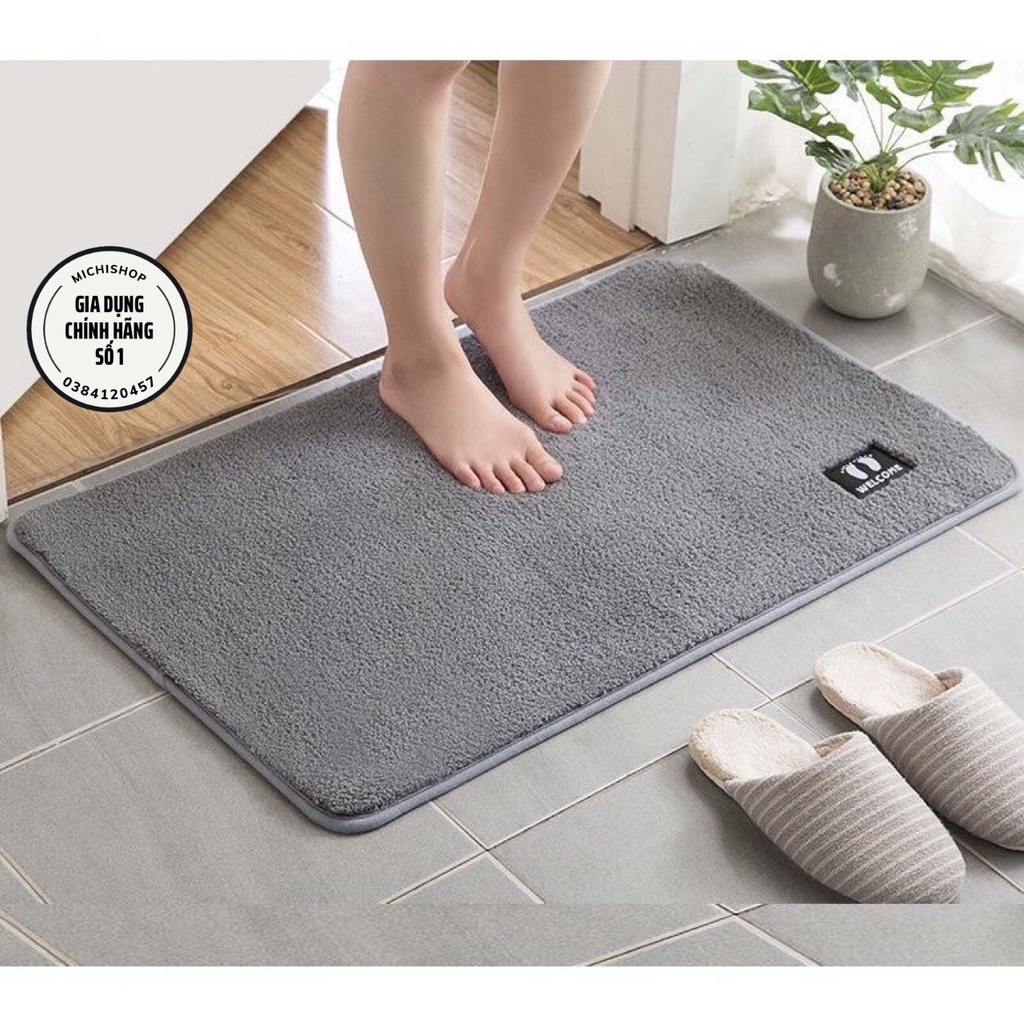 Thảm Lau Chân In Hình Bàn Chân Cao Cấp Siêu THấm Hút Chống Trơn Trượt Nhà Bếp Phòng Tắm Cỡ Lớn 40x60cm