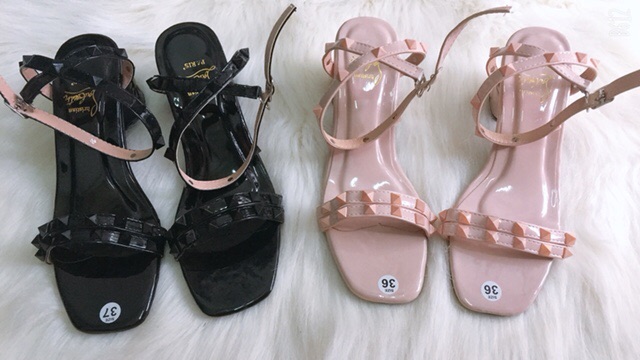 [Giá Hủy Diệt] Sandal Nữ Quai Đinh Gót Tròn Khắc Hoa Hàng Loại Đẹp
