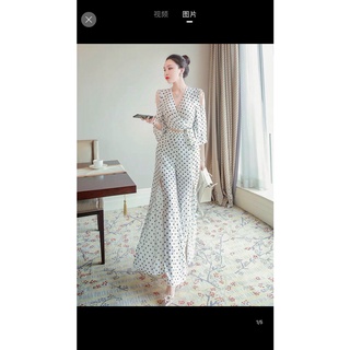 SET ÁO CHẤM BI HỞ VAI QUẦN XẺ SUÔNG RỘNG