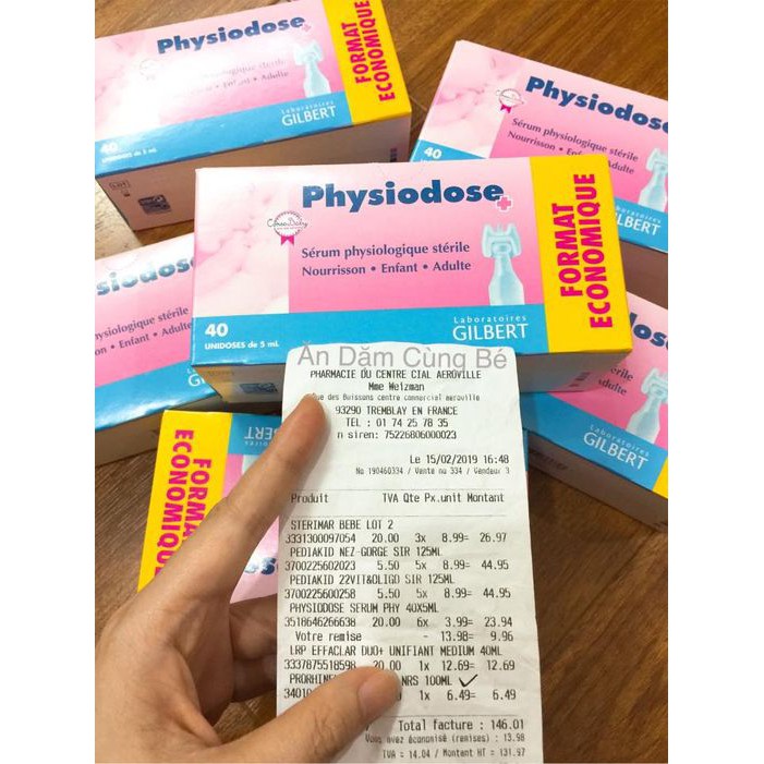 Nước muối sinh lý PHYSIODOSE cho trẻ trơ sinh Pháp chính hãng vệ sinh mũi 66638