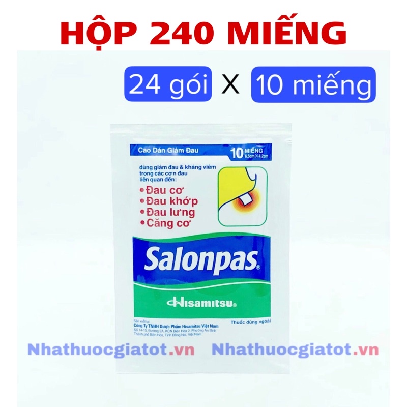 SALONPAS NGUYÊN HỘP LỚN 200 - 240 MIẾNG Hỗ Trợ Giảm Đau Vai, Lưng, Cơ, Mỏi Cơ, Đau Khớp, Bầm Tím, Bong Gân