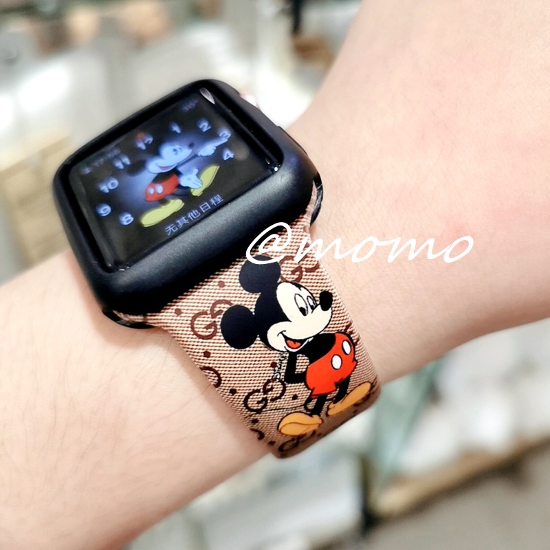Dây Đeo Silicon Họa Tiết Hoạt Hình Có Mic Cho Đồng Hồ Thông Minh Apple Watch Series 7 2 3 4 5 6 Se