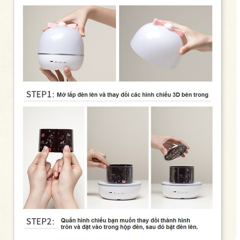 Đèn ngủ mặt trăng 3d vũ trụ ngàn sao chiếu sao bay lơ lửng để bàn tự xoay thông minh cao cấp ✅