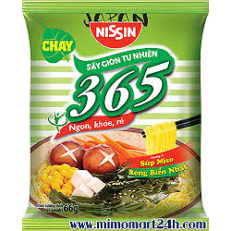 Thùng 30 Gói Mì Chay Nissin 365 hương vị Sup Miso Rong Biển Nhật