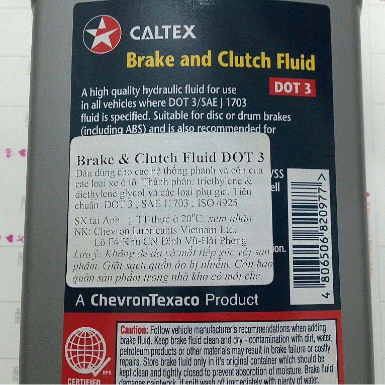 Dầu phanh và ly hợp Caltex Brake and Clutch Fluid DOT 3 [ 1L ]