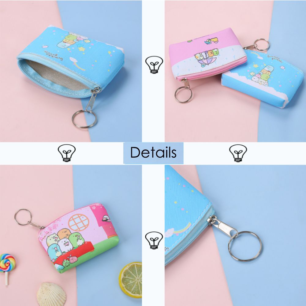 Ví đựng tiền xu/tai nghe có họa tiết hoạt hình Sumikko Gurashi kèm khóa kéo tiện dụng dành cho cả nam và nữ
