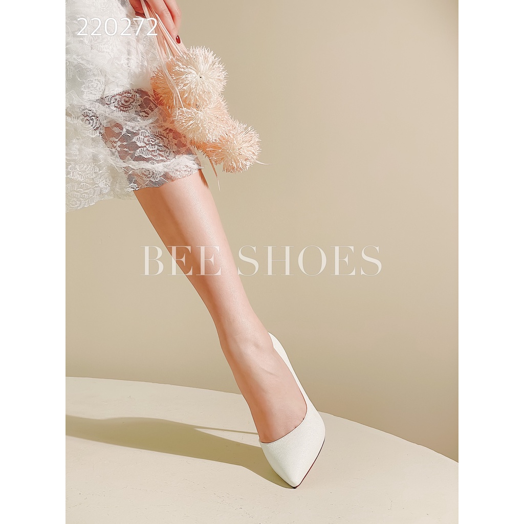 BEESHOES - GIÀY CAO GÓT NỮ MŨI NHỌN - GIÀY CAO GÓT NỮ GÓT NHỌN CAO 9 PHÂN SẴN MÀU TRẮNG 220272