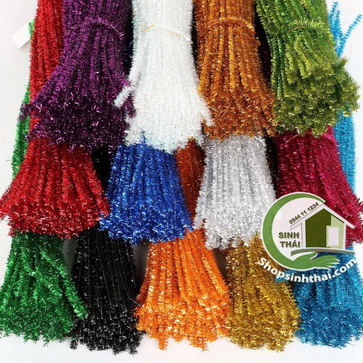 Cây kẽm xù kim tuyến, kẽm làm đồ chơi, mô hình  - màu đỏ