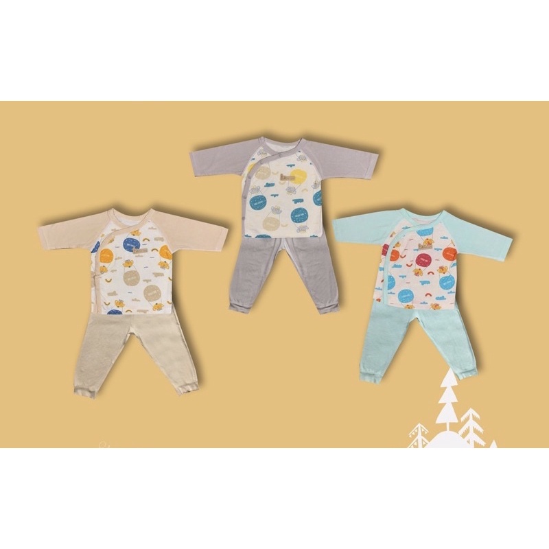 Bộ Quần Áo sơ sinh DT FatherCare Cài Lệch - Họa Tiết Voi Trơn FC578