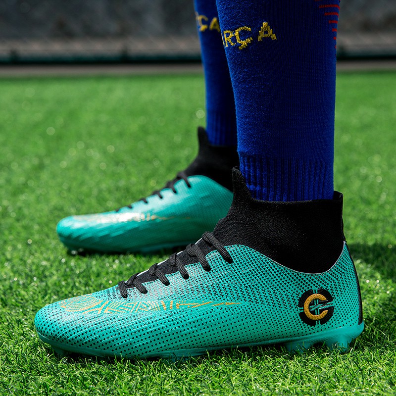 Giày Đá Bóng Size:36-48 New Color FG C Ronaldo Mercurial soccer shoes High-top football shoes Adult/child soccer shoes