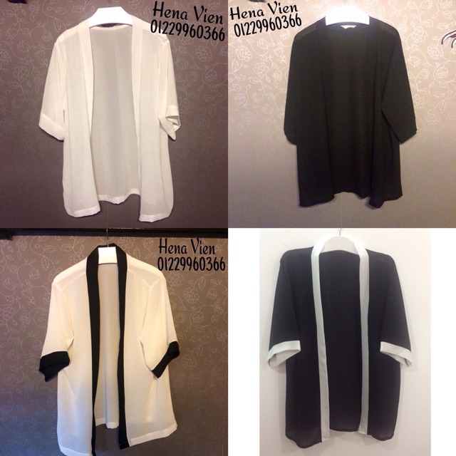Kimono TRẮNG VIỀN ĐEN
