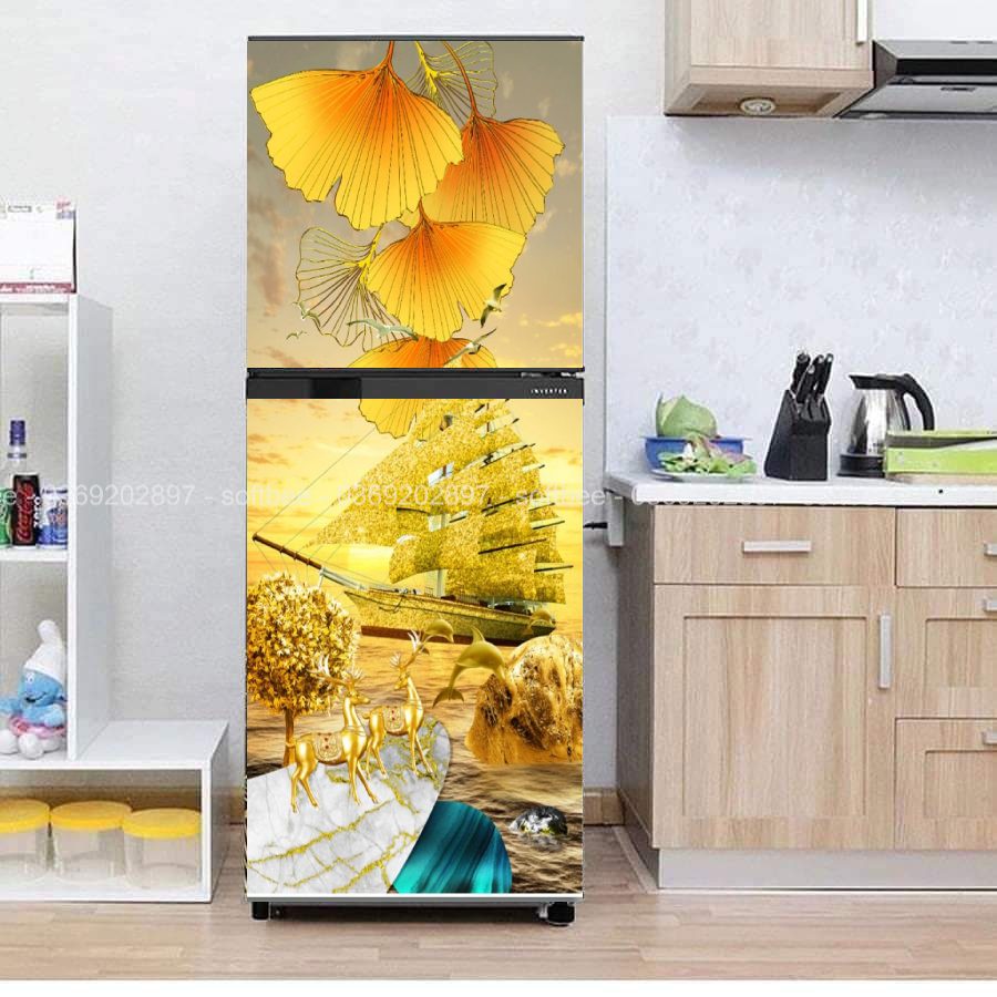 Decal dán tủ lạnh keo dính chắc chắn, hình ảnh sắc nét, không phai màu theo thời gian