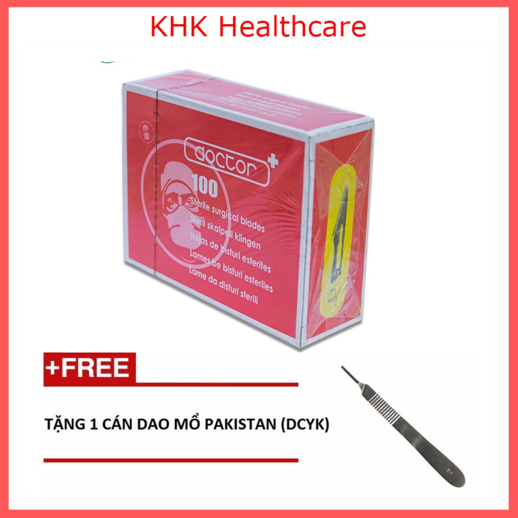 Hộp 100 dao mổ doctor số 11 tặng kèm cán dao - CBDOCTOR2