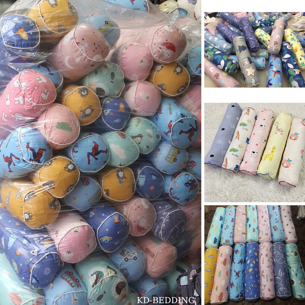 Gối ôm cho bé đi học, gối ôm trẻ em cotton cao cấp thoáng khí nhiều màu KD BEDDING kích thước 20cm x 60cm