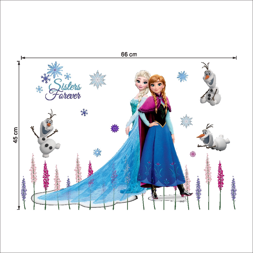 Sticker Dán Tường Họa Tiết Công Chúa Elsa Và Anna Trong Phim Frozen Dùng Trang Trí Phòng Cho Trẻ Nhỏ