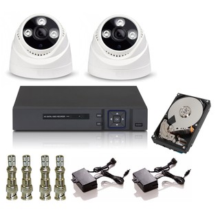 Bộ 2 camera dome ahd ecc-1017 - đầu ghi 4 kênh elitek + ổ cứng 160gb