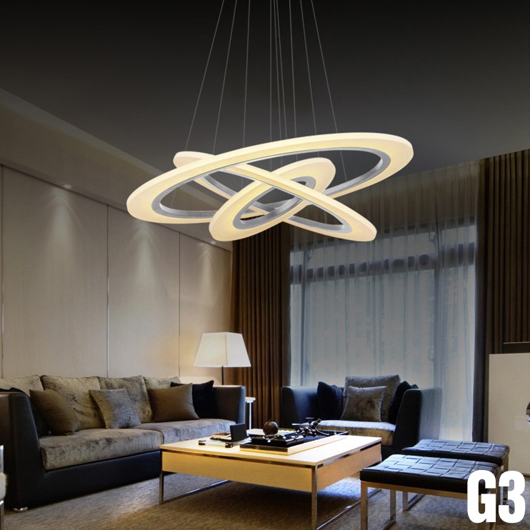 Đèn thả trần Led trang trí phòng khách phòng ăn 3 chế độ màu kèm điều khiển từ xa