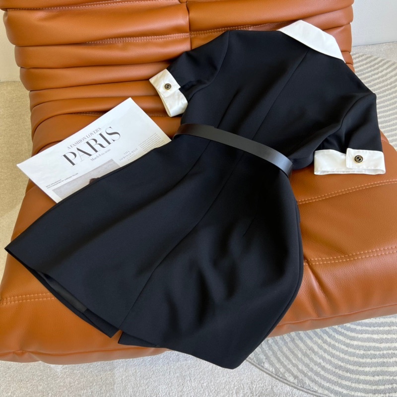 Đầm công sở dáng chữ A tay ngắn có đai thắt eo tôn dáng thương hiệu Gucci GC cao cấp