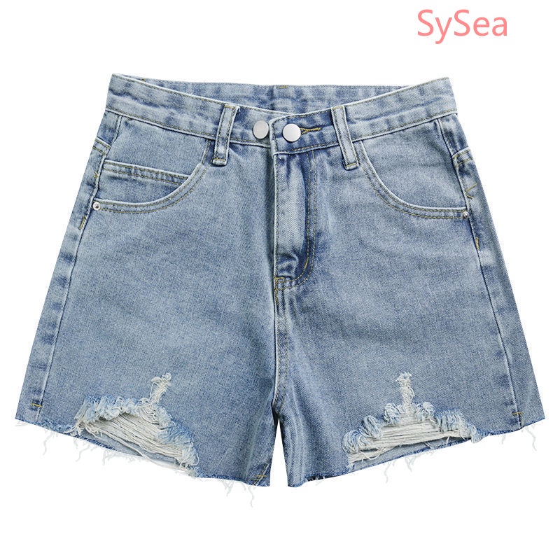 Quần Short Denim Thiết Kế Xẻ Rách Thời Trang Mùa Hè Cá Tính Cho Nữ