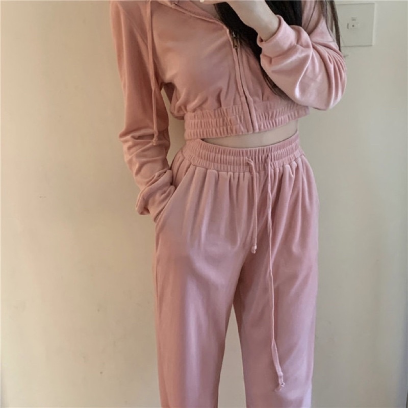 Set áo quần thể thao pink Ulzzang
