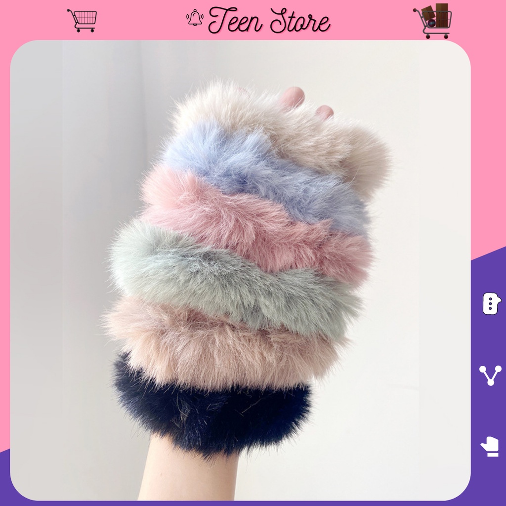 Dây Buộc Tóc Co Giãn Phối Lông Thỏ  Nhiều Màu Thời Trang Teen store TS791