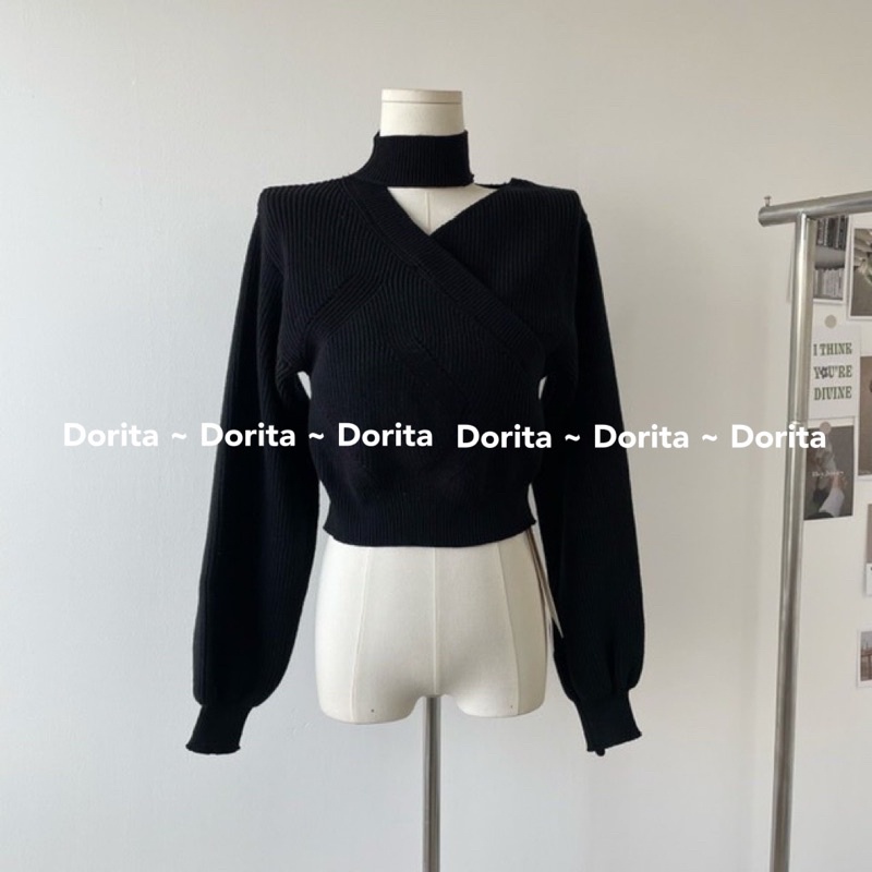 Áo len khoét vai vạt chéo Hàn Quốc - Dorita Boutique