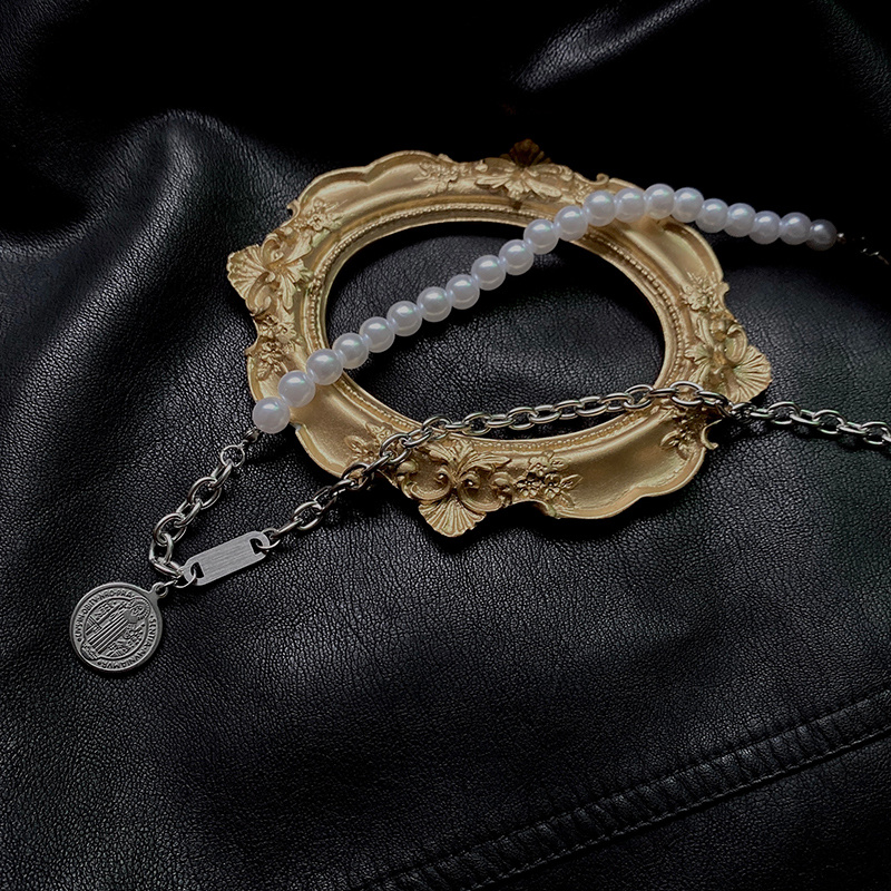 Dây chuyền đính hạt ngọc trai giả phong cách hip hop cổ điển thời trang