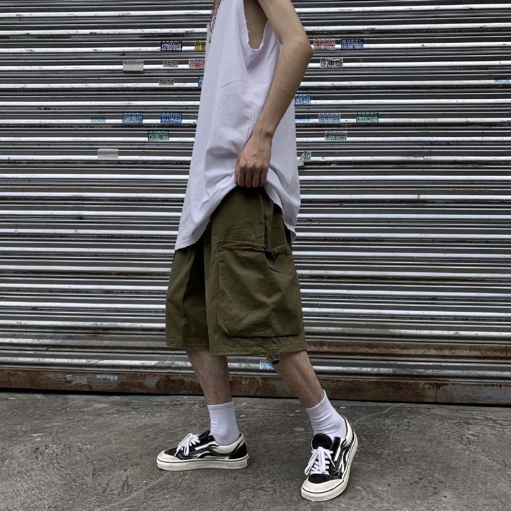 Quần Short Thể Thao Ống Rộng Nhiều Túi Phong Cách Nhật Bản Dành Cho Nam