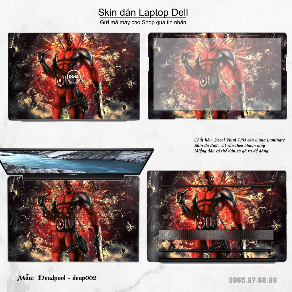 Skin dán Laptop Dell in hình Deadpool (inbox mã máy cho Shop)