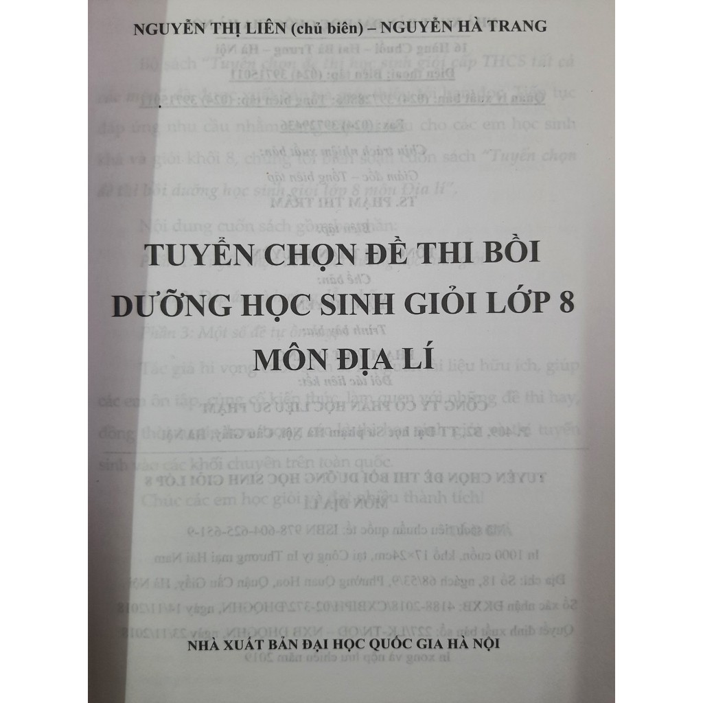 Sách - Tuyển chọn đề thi bồi dưỡng Học Sinh Giỏi lớp 8 môn Địa Lí